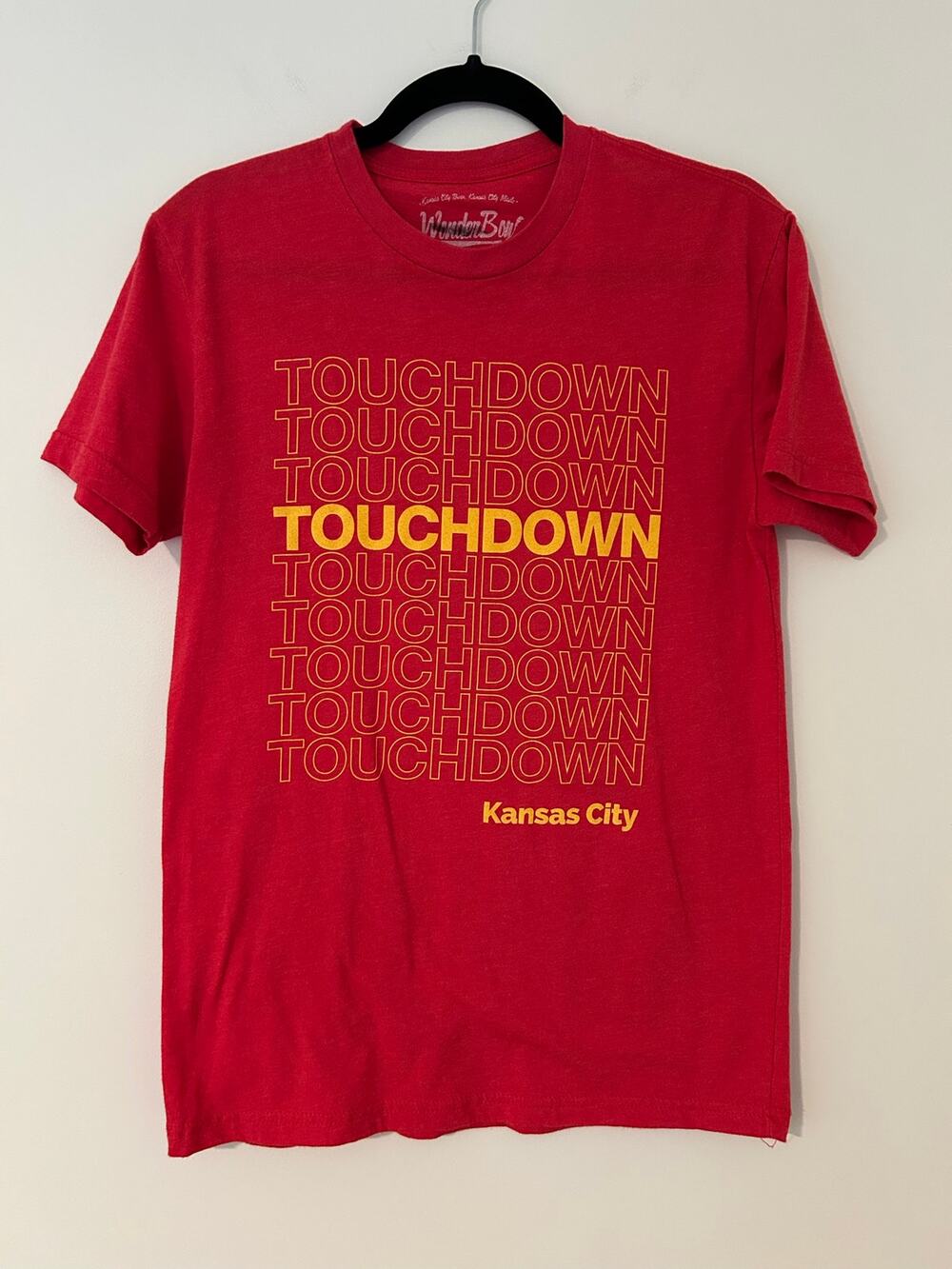Wonderboy Apparel Kansas City Chiefs Yellow Red Touchdown T Shirt S EUC SS